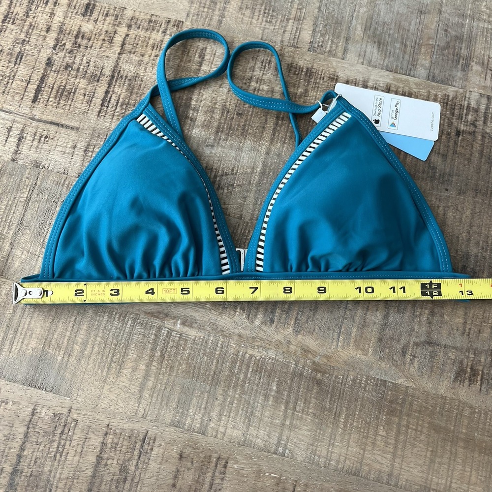 CUPSHE Bikini Set Size S‎ Top M Bottom Teal Coral Floral Cutout Clasp Beach NWT - Picture 11 of 12